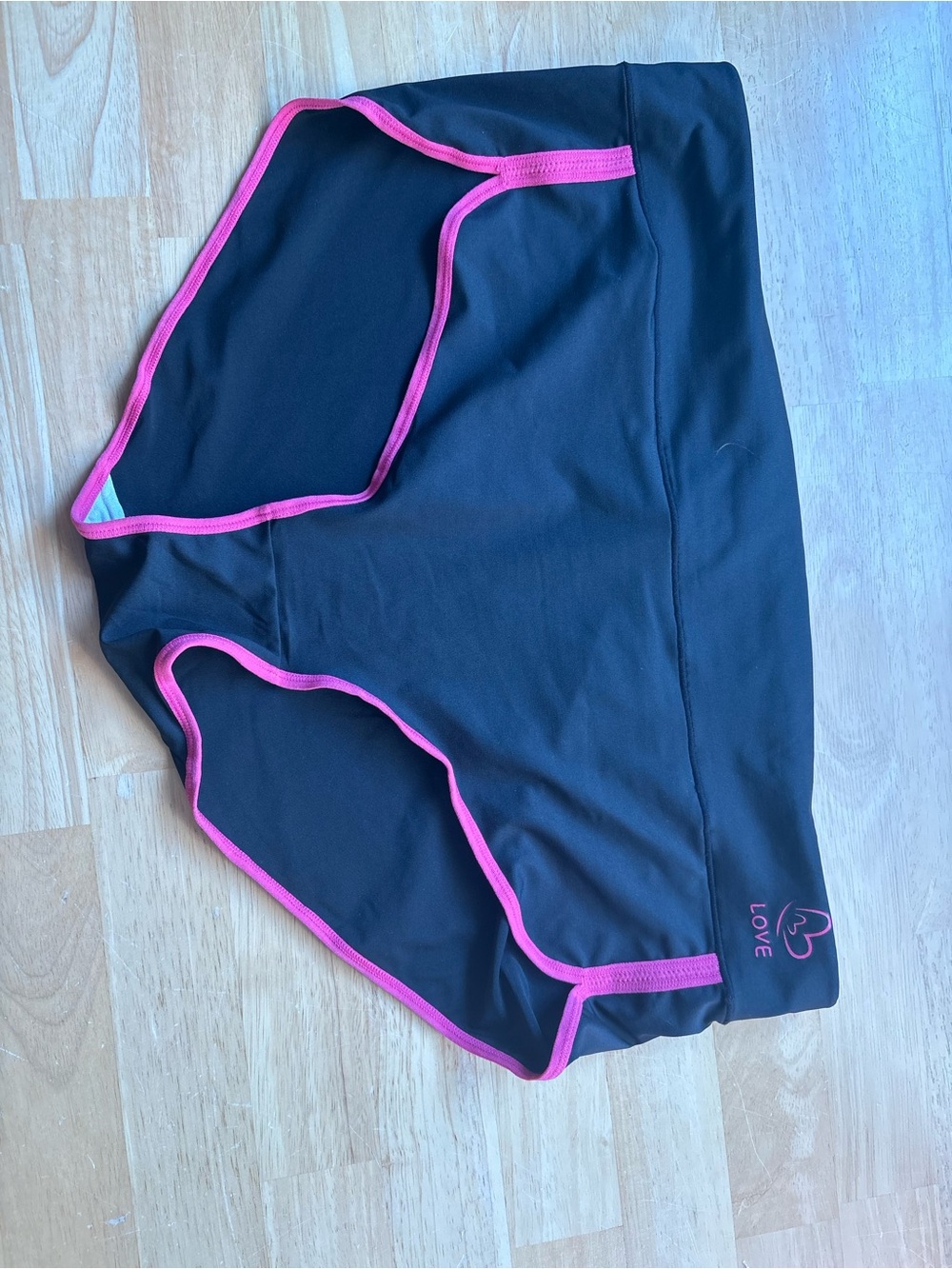 Black Swim Skirt with Pink Trim
